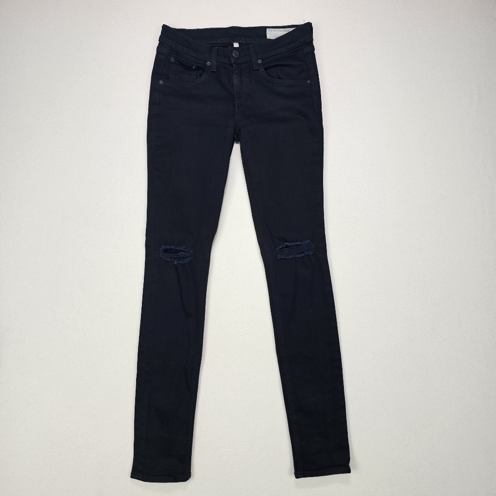 Rag & Bone Skinny Jeans Coal With Holes Size 26